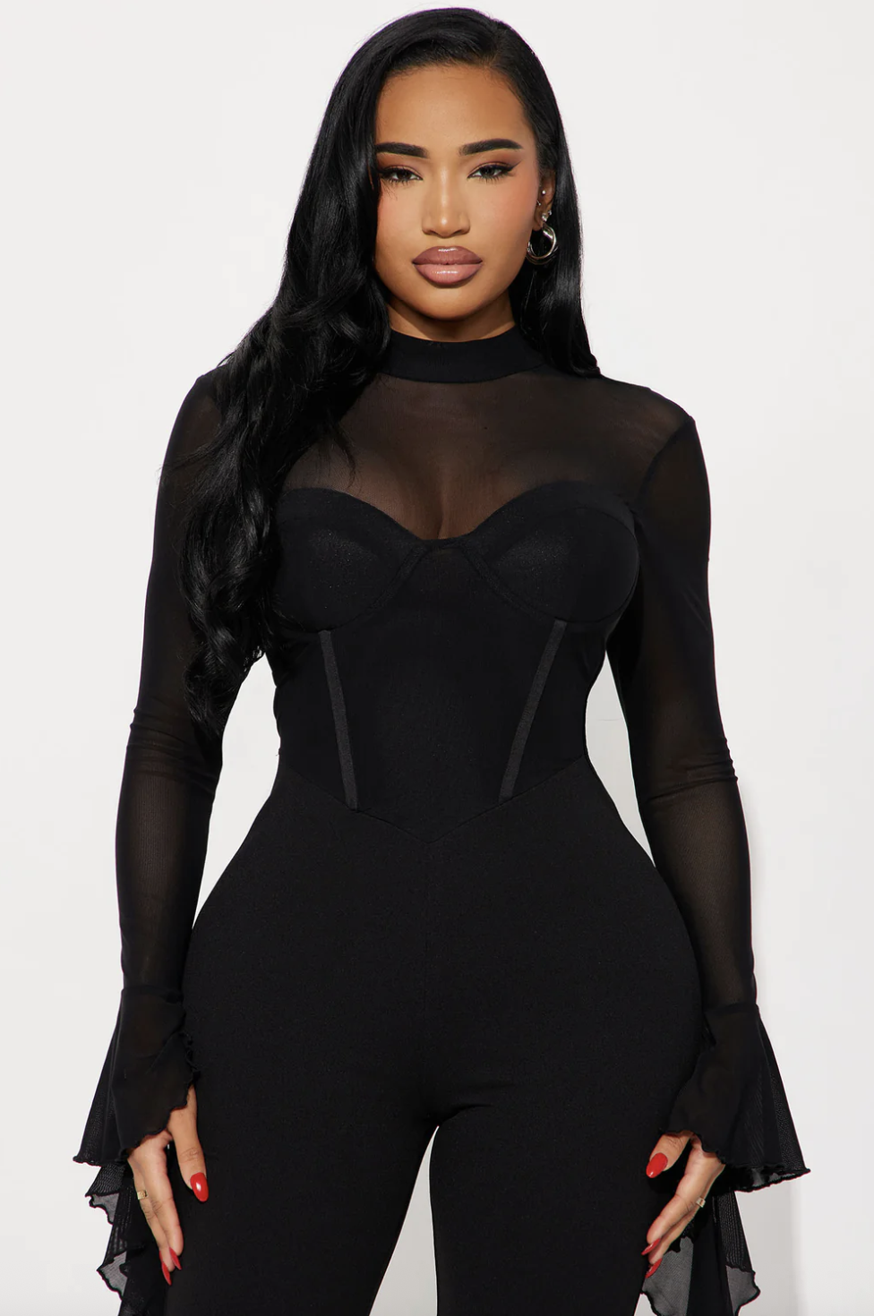 Angela Long Sleeve Jumpsuit - Black