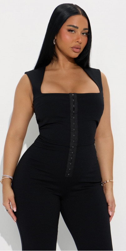 Stay With Me Ponte Flare Jumpsuit - Black