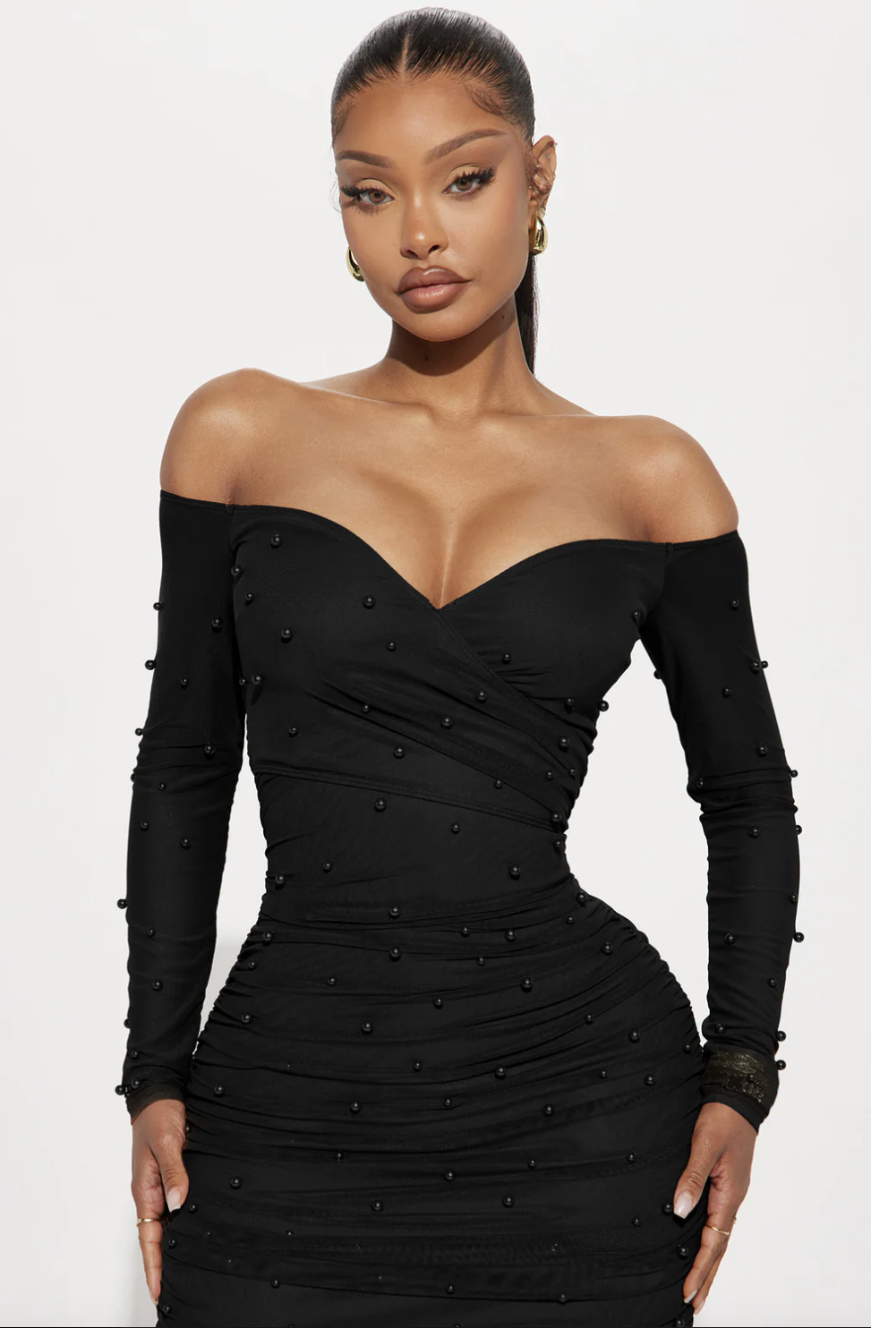 Adah Mesh Midi Dress -Black