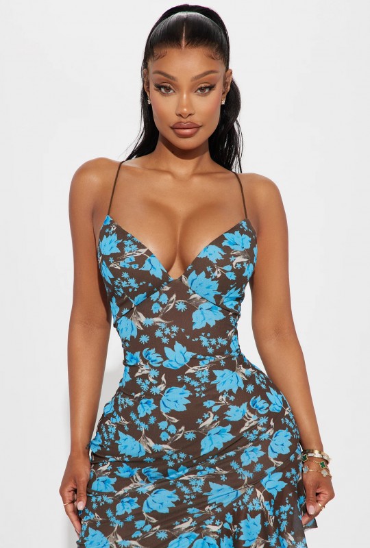Finley Mesh Maxi Dress - Chocolate/Combo
