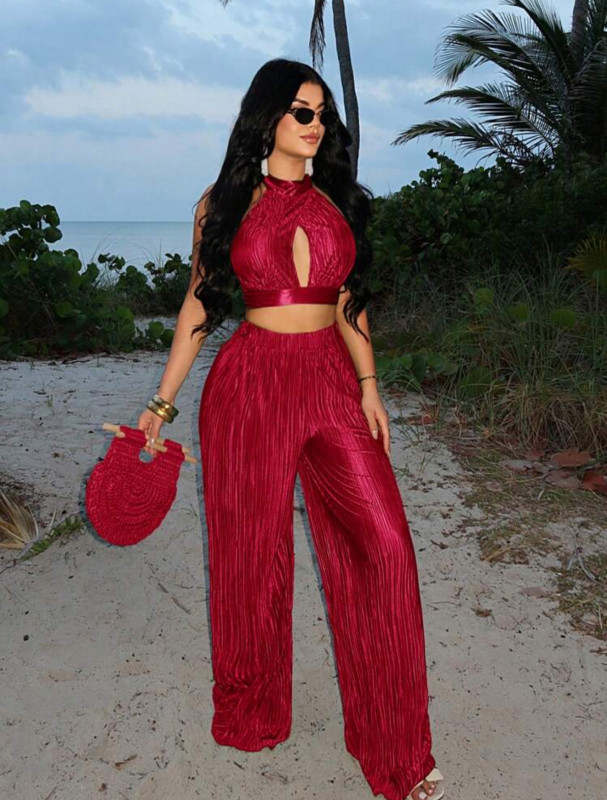 Red Long Pants Two-Piece Set