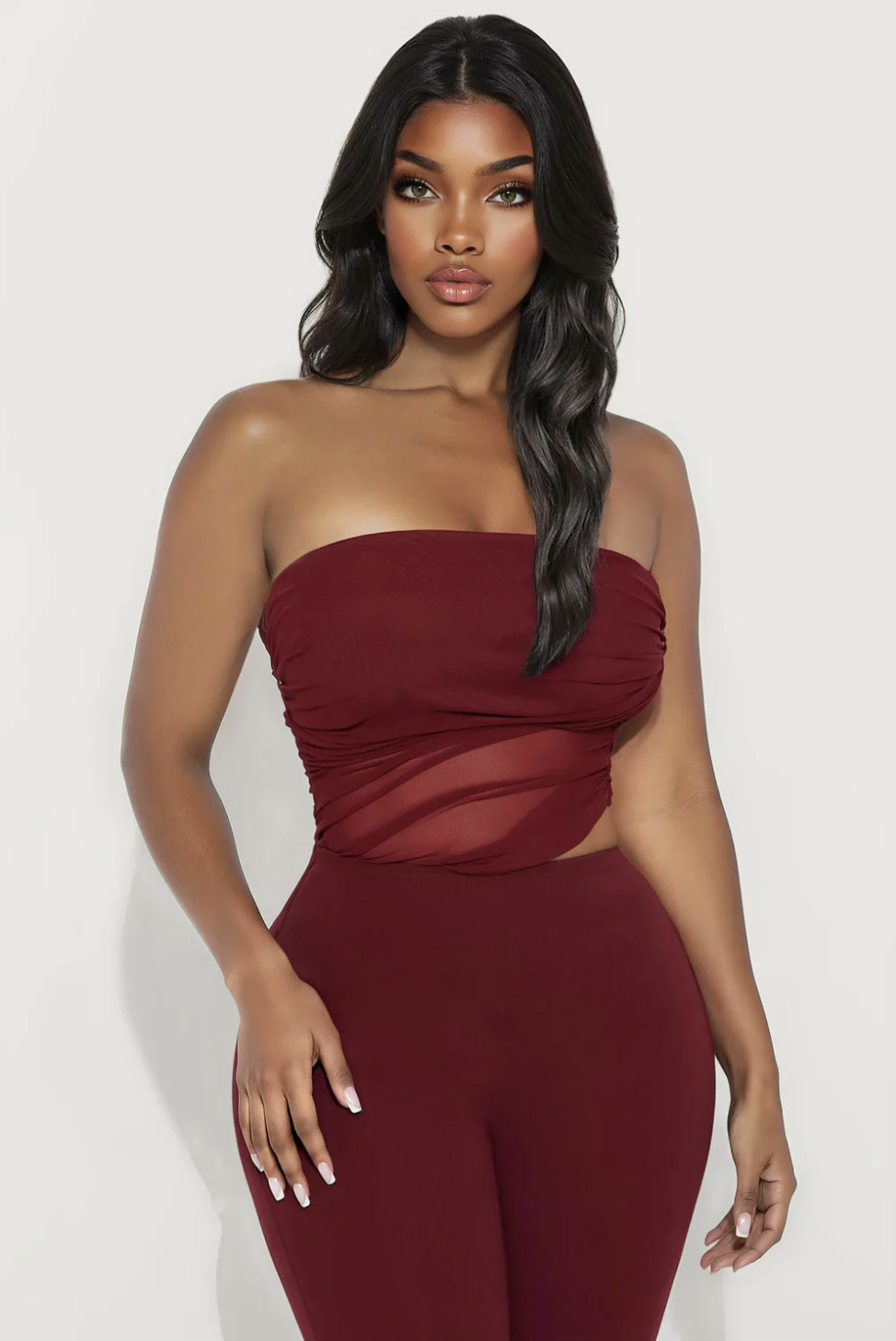 Invite Only Flare Leg Jumpsuit - Burgundy