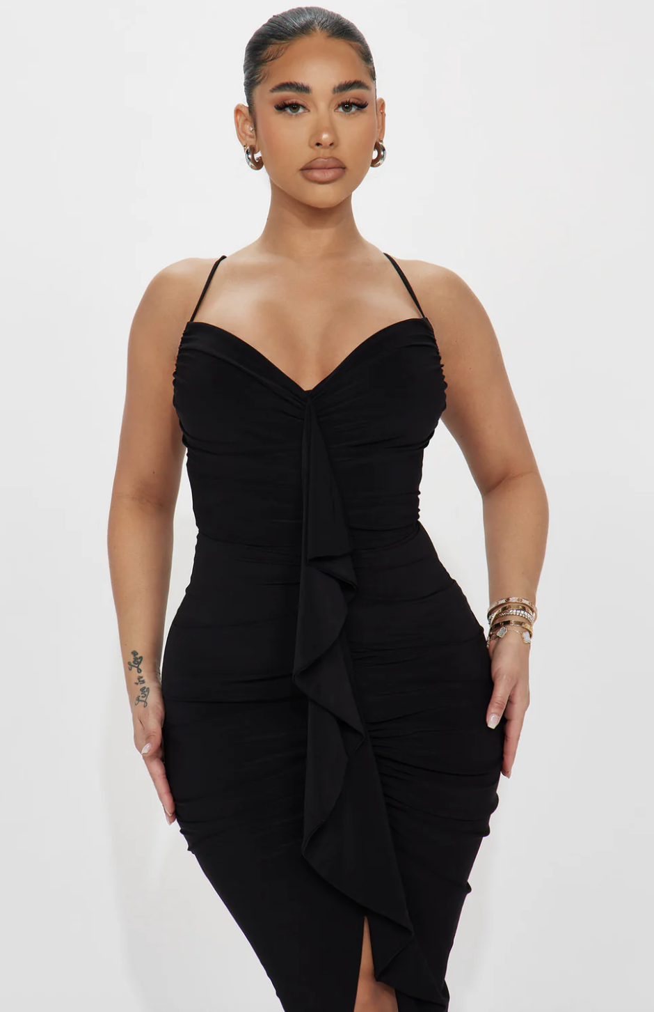 Gloria Midi Dress - Black