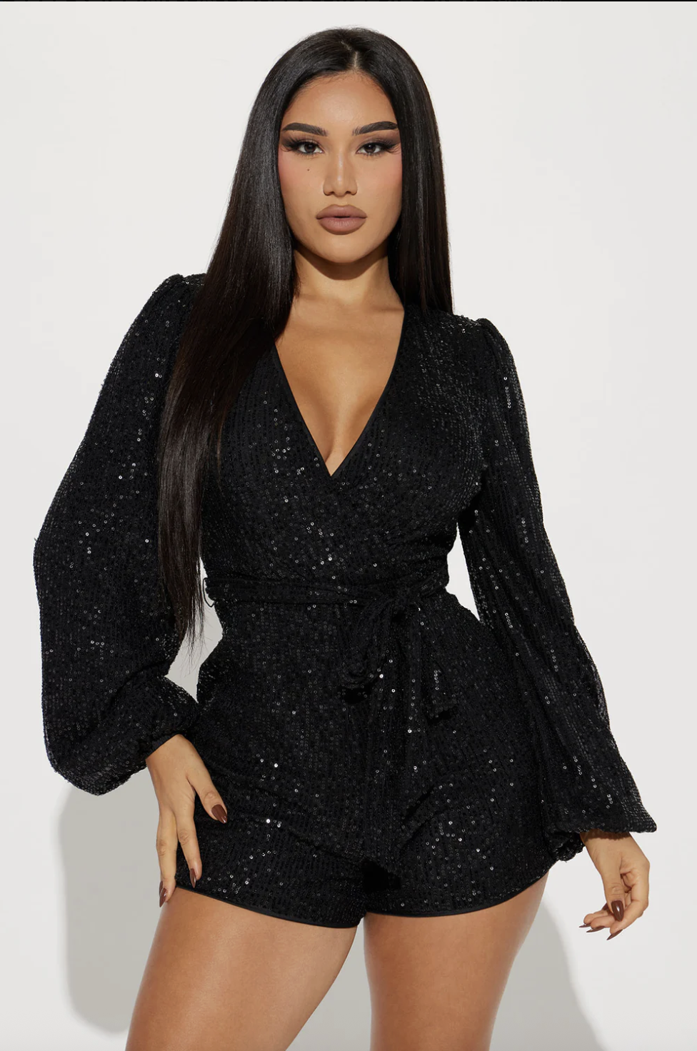 Take Me Dancing Sequin Romper - Black