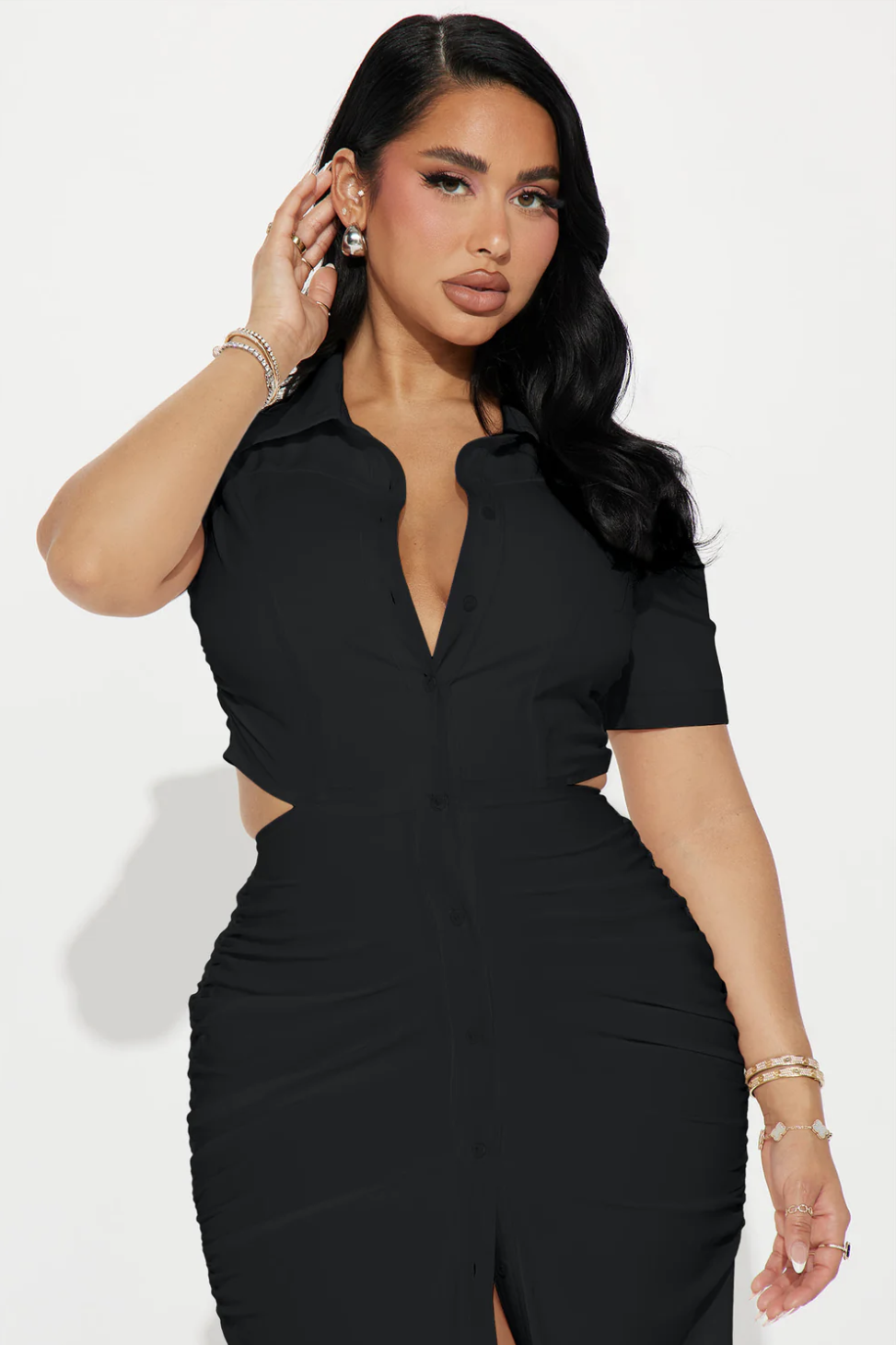 Jennifer Collared Maxi Dress - Black