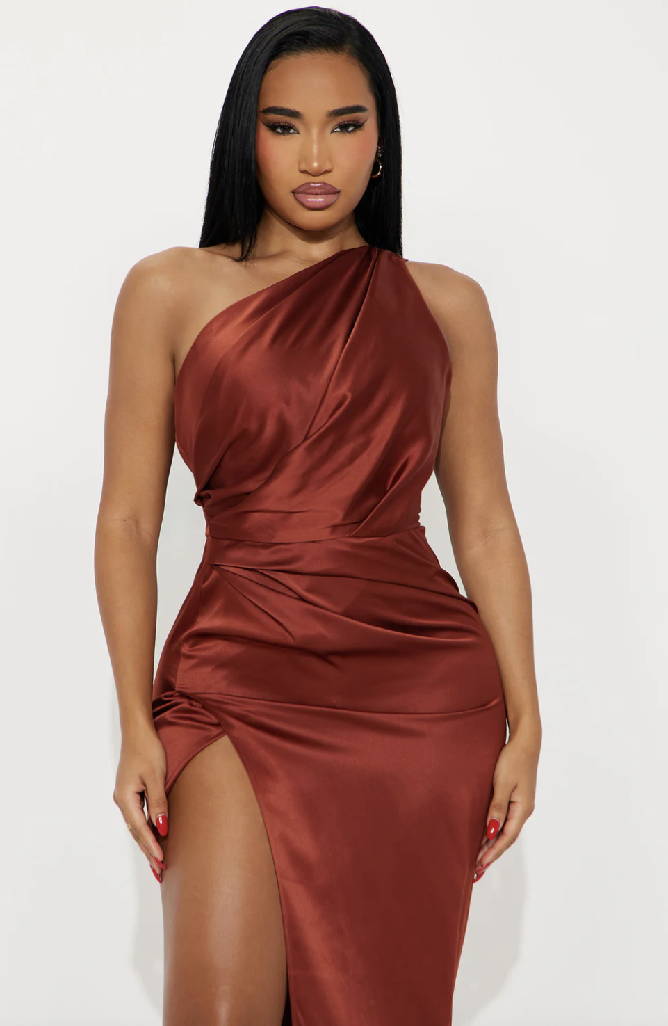 Gracie Satin Maxi Dress - Rust