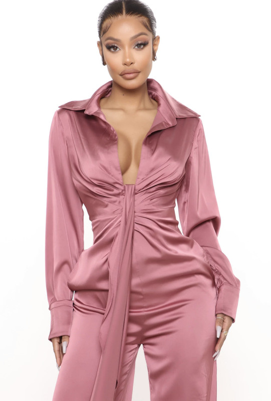 stretch satin jumpsuit