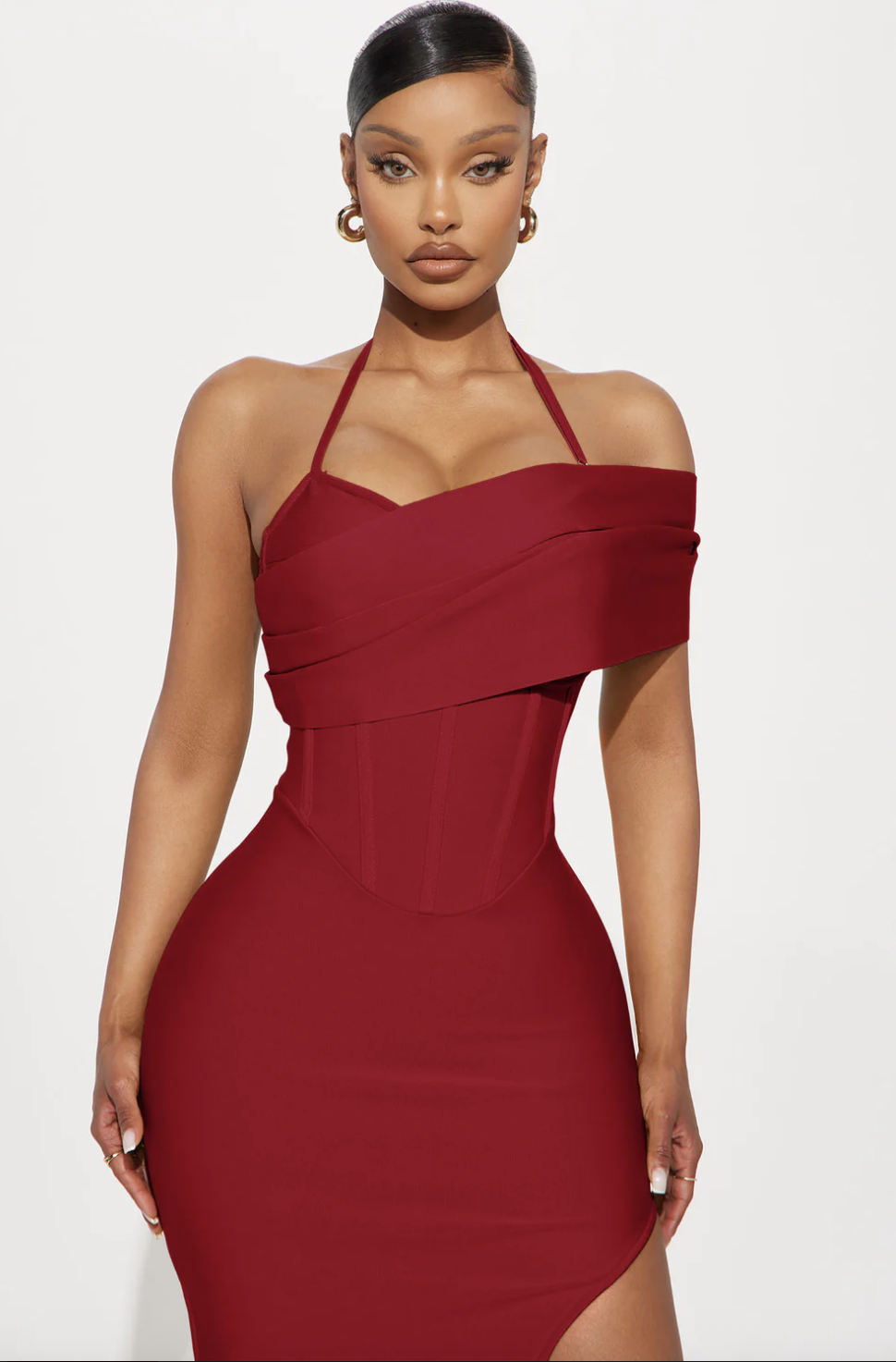 Kelly Ann Bandage Midi Dress - Red