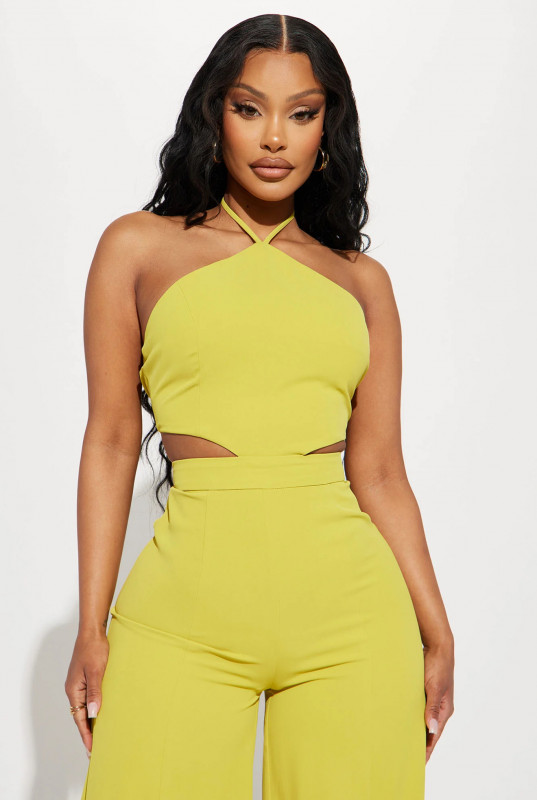 Sienna Halter Jumpsuit - Chartreuse