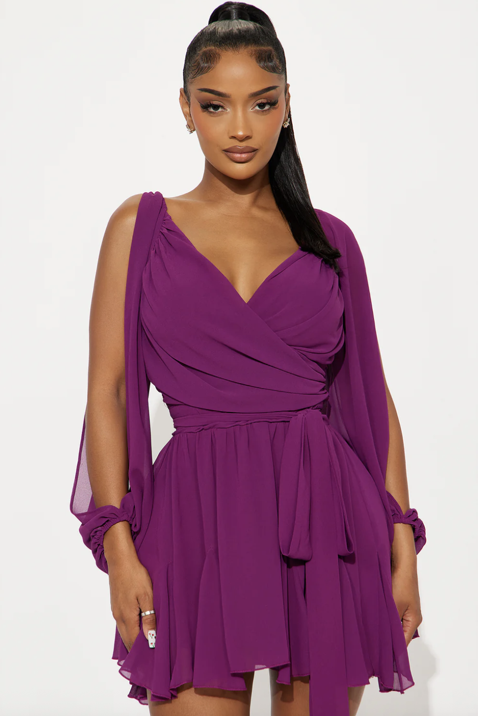 Ari Chiffon Mini Dress - Plum
