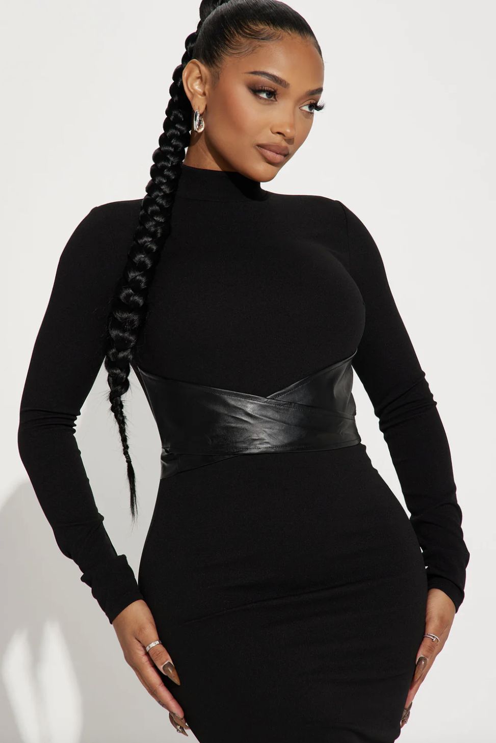 Brianna Belted Maxi Dress - Black