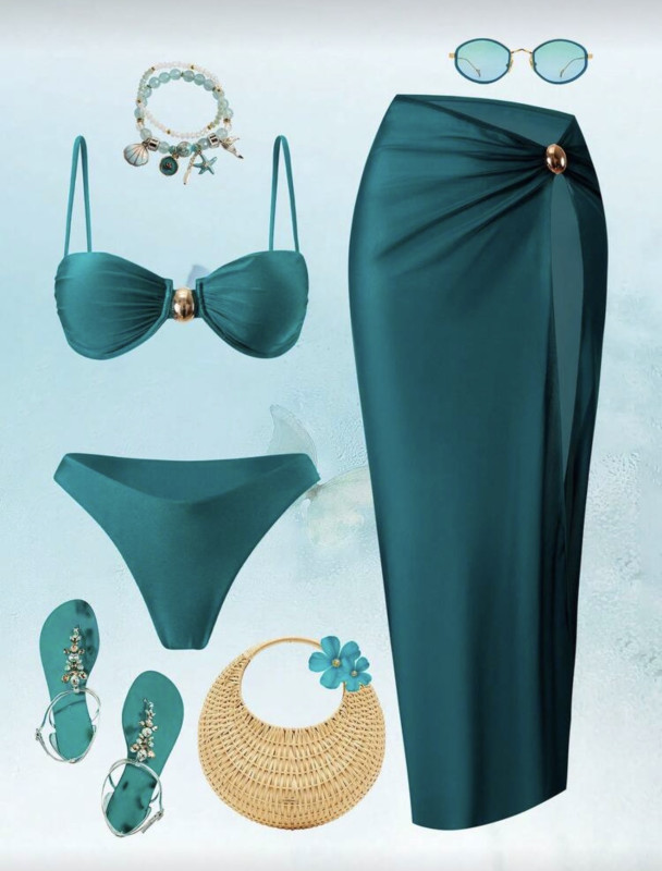 Cadet blue Beach Vacation Teal Bikini