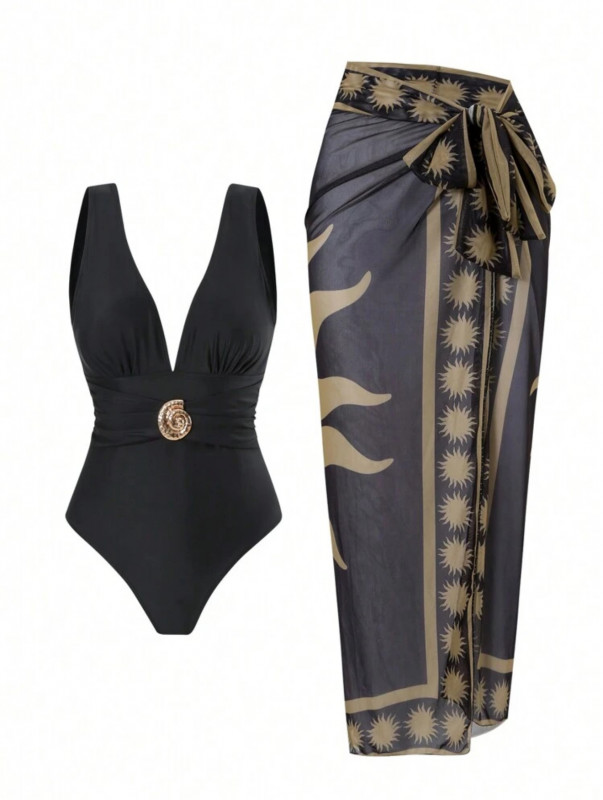 Brown & black swimsuit