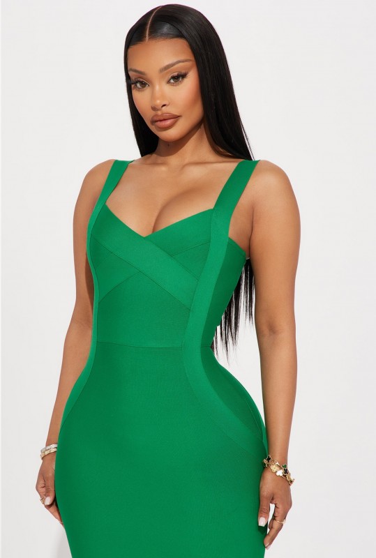 Elise Bandage Midi Dress - Kelly Green