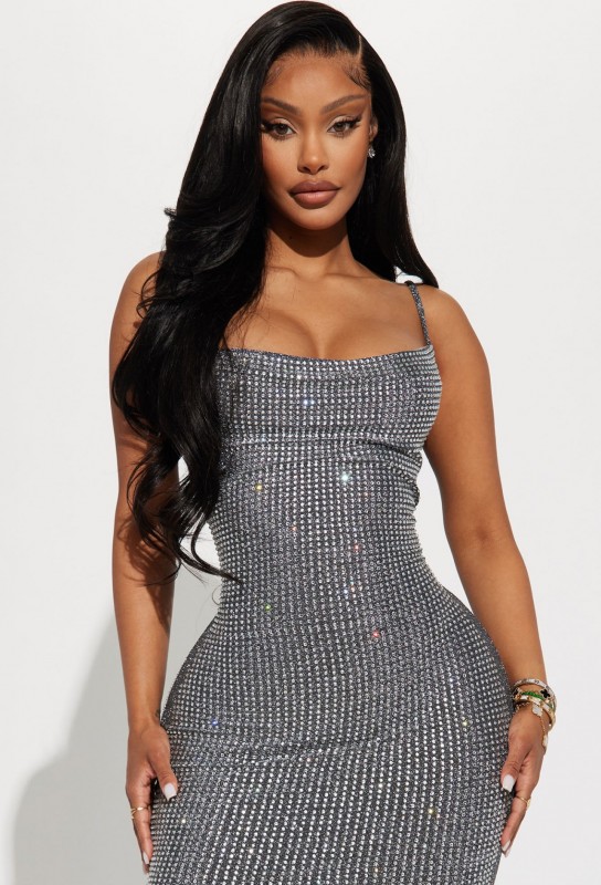 Sparkle City Embellished Mini Dress - Black