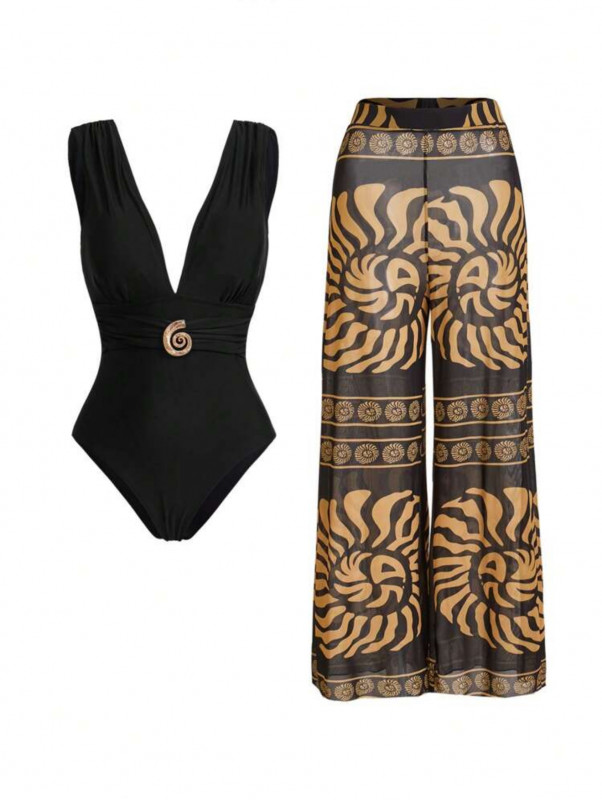 Black Swim Oasis Women's Retro Spiral