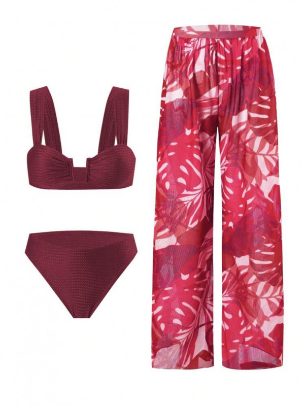 Boho High-End Print Mesh Beach Pants & Swimsuit