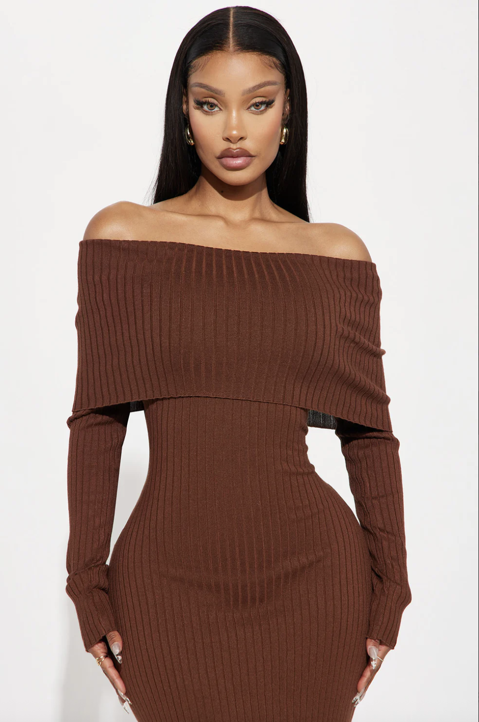 Marina Sweater Maxi Dress - Brown