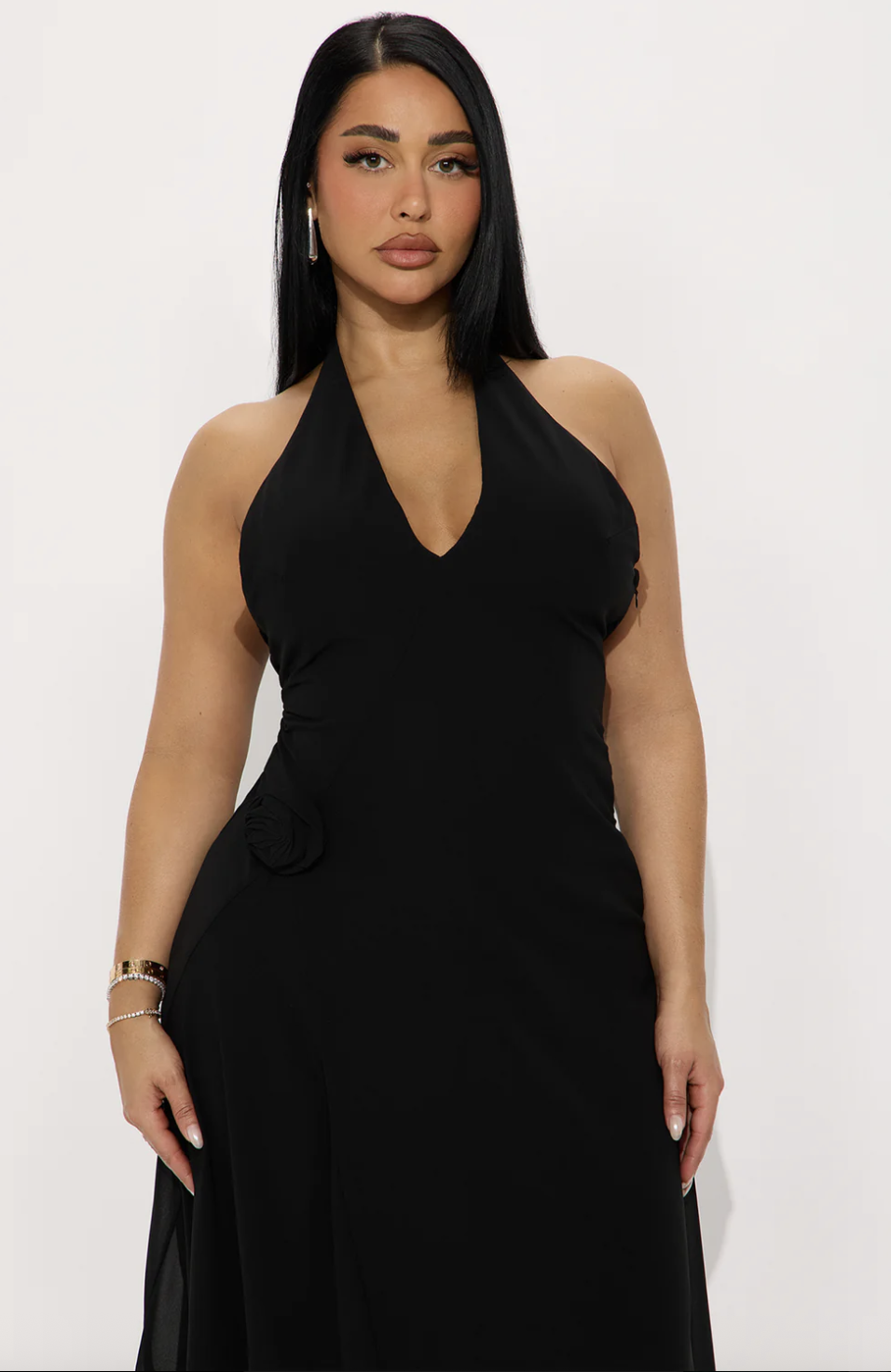 Staying Close Halter Maxi Dress - Black