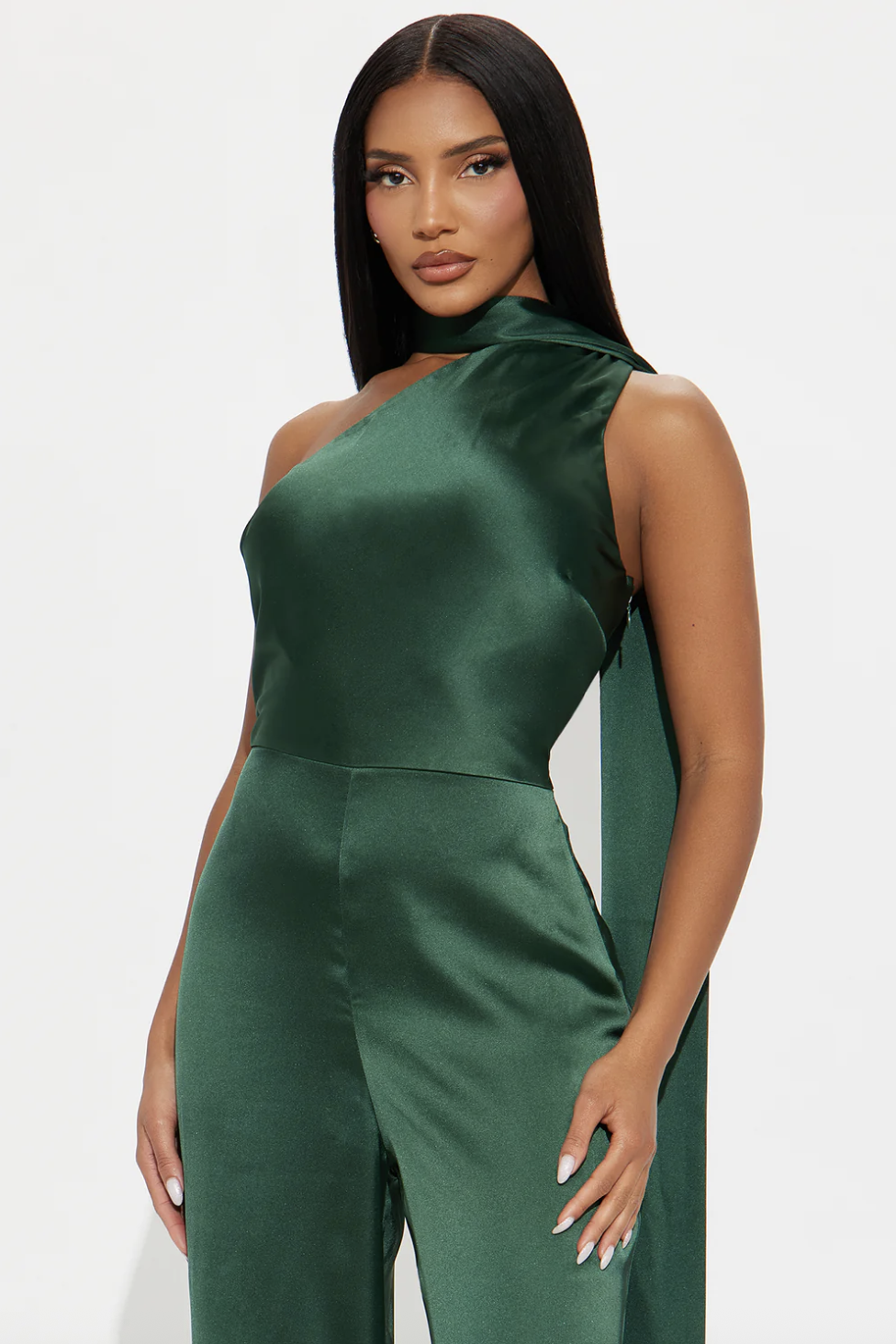 Citlali Satin Halter Jumpsuit - Hunter