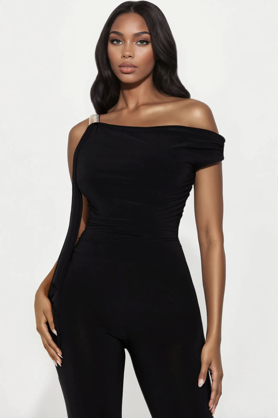 Capture The Moment Stacked Jumpsuit - Black