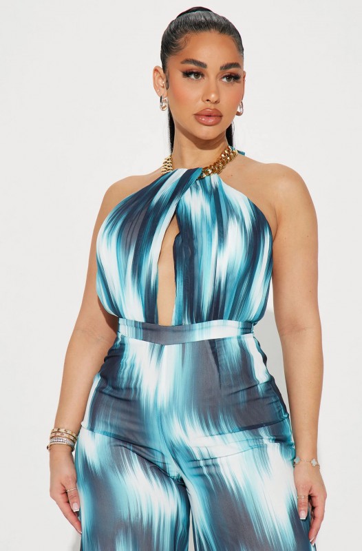 Adventures In Bali Jumpsuit - Teal/combo