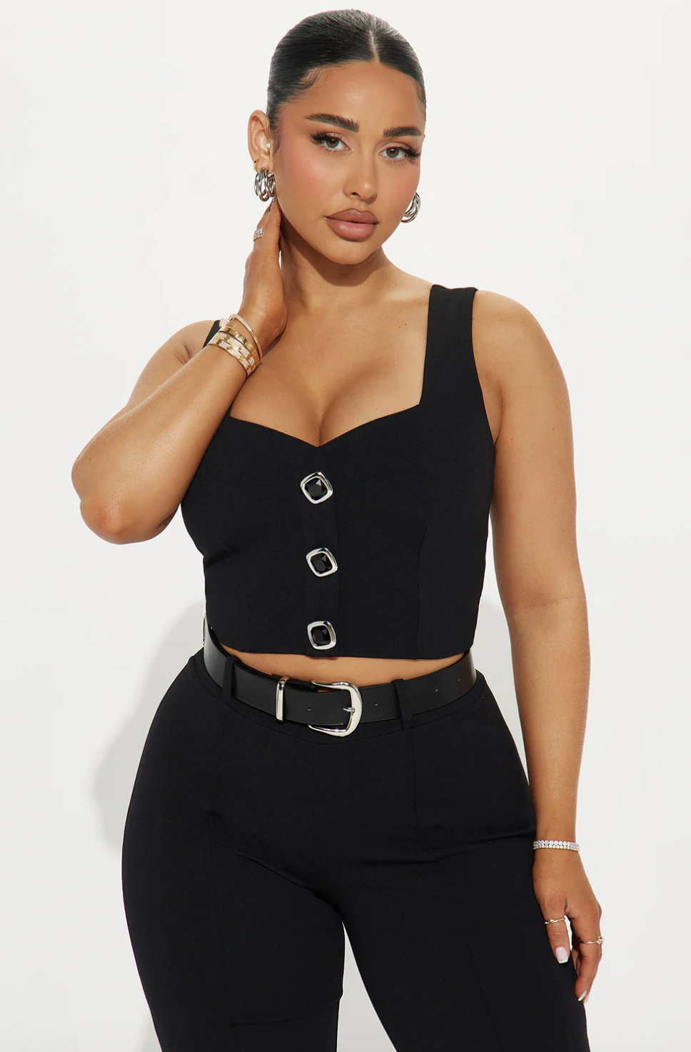 Fernanda Belted Pant Set - Black