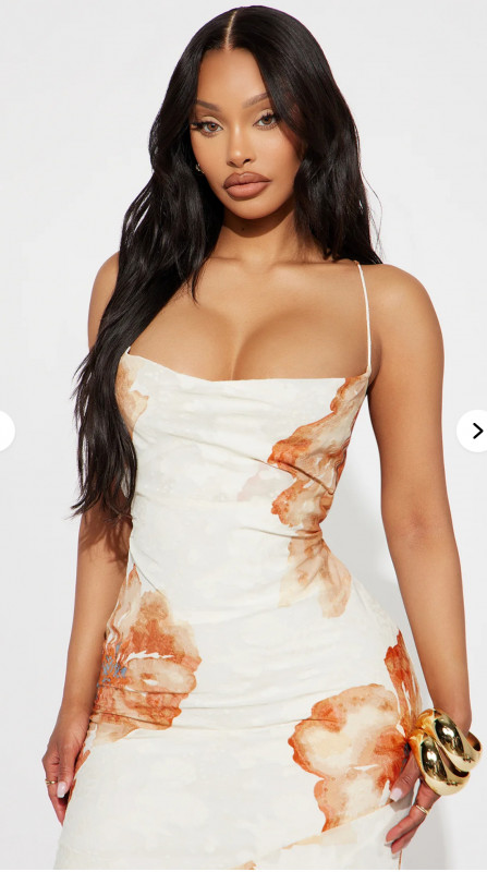 Melanie Floral Maxi Dress - Cream/combo