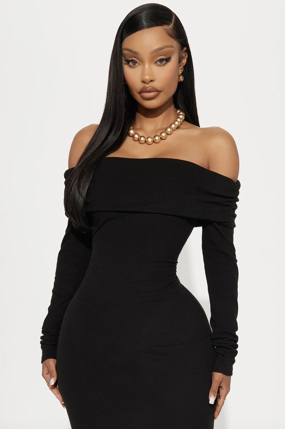 True Masterpiece Ribbed Midi Dress - Black