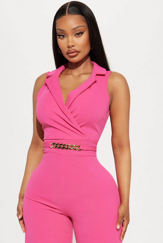 Chained To Your Love Jumpsuit - Fuchsia