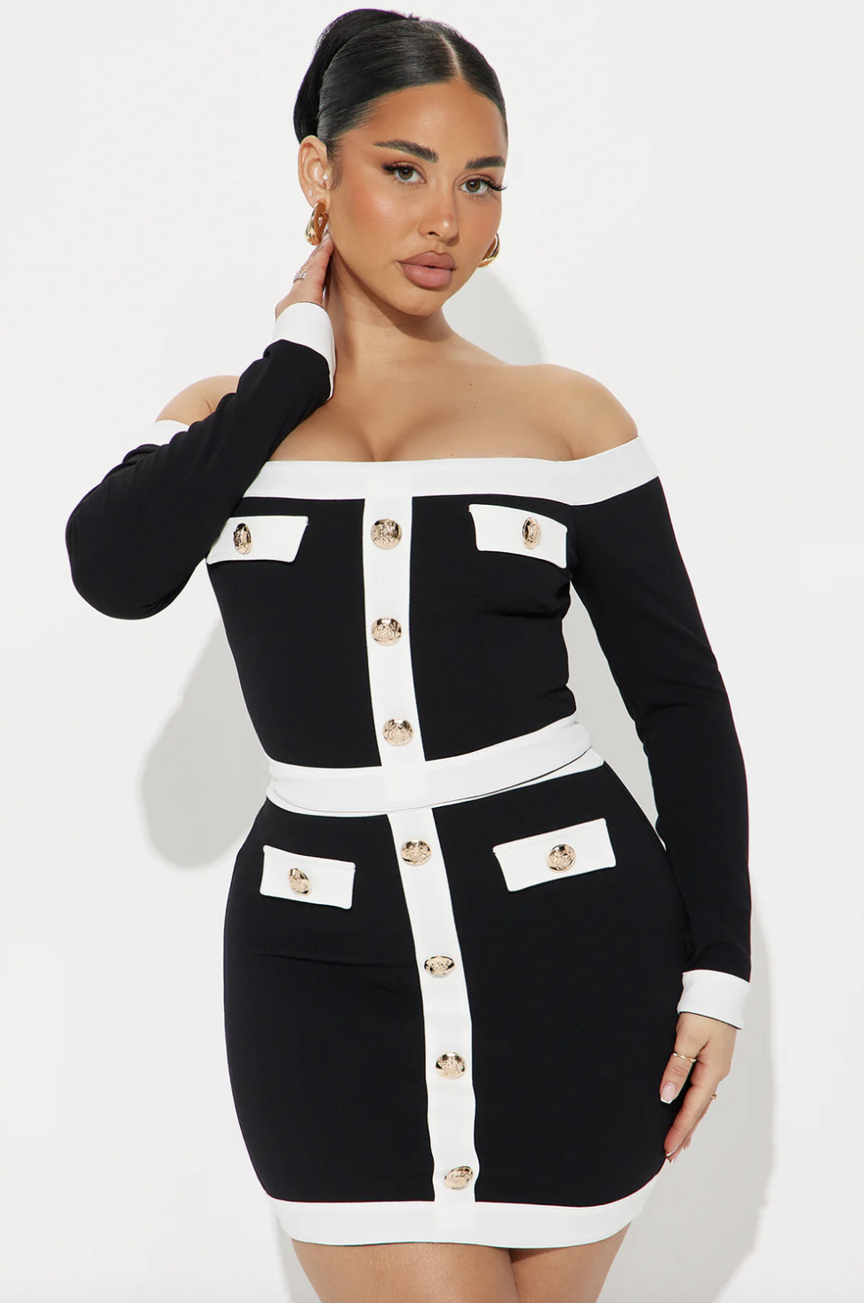 The Stella Skirt Set - Black/White