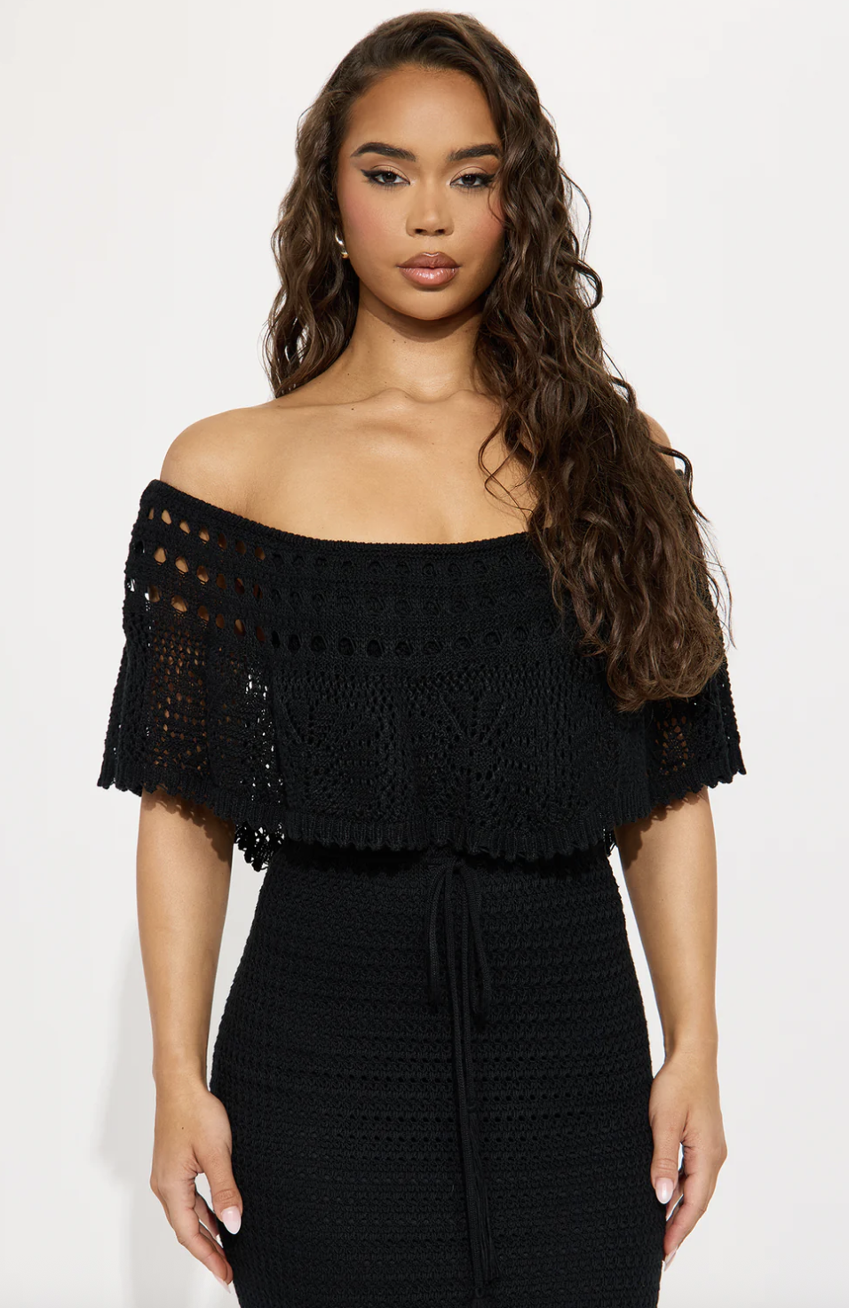 Jossie Crochet Maxi Dress - Black