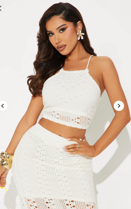 Frances Crochet Maxi Skirt Set - Off White