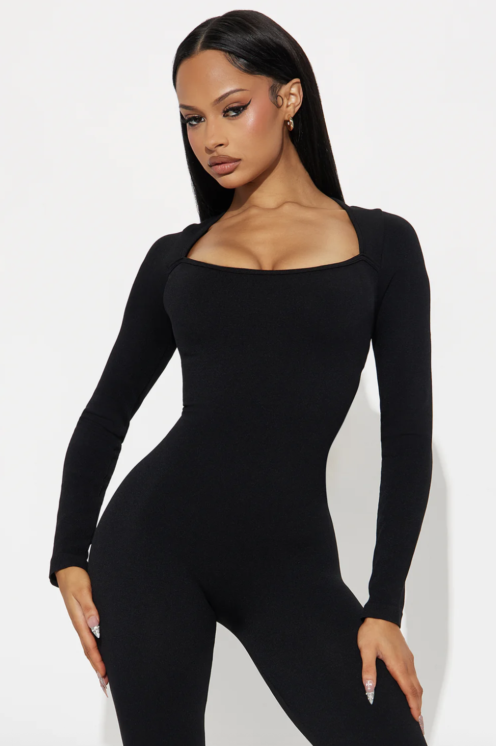 Come With Me Seamless Flare Jumpsuit - Black